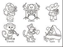 Imagier des instruments de musique à colorier