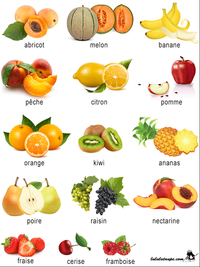 Imagier à imprimer, les fruits