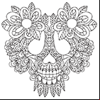 Coloriage abstrait, une tête de mort.