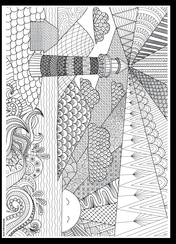 Coloriage abstrait pour adulte, le phare