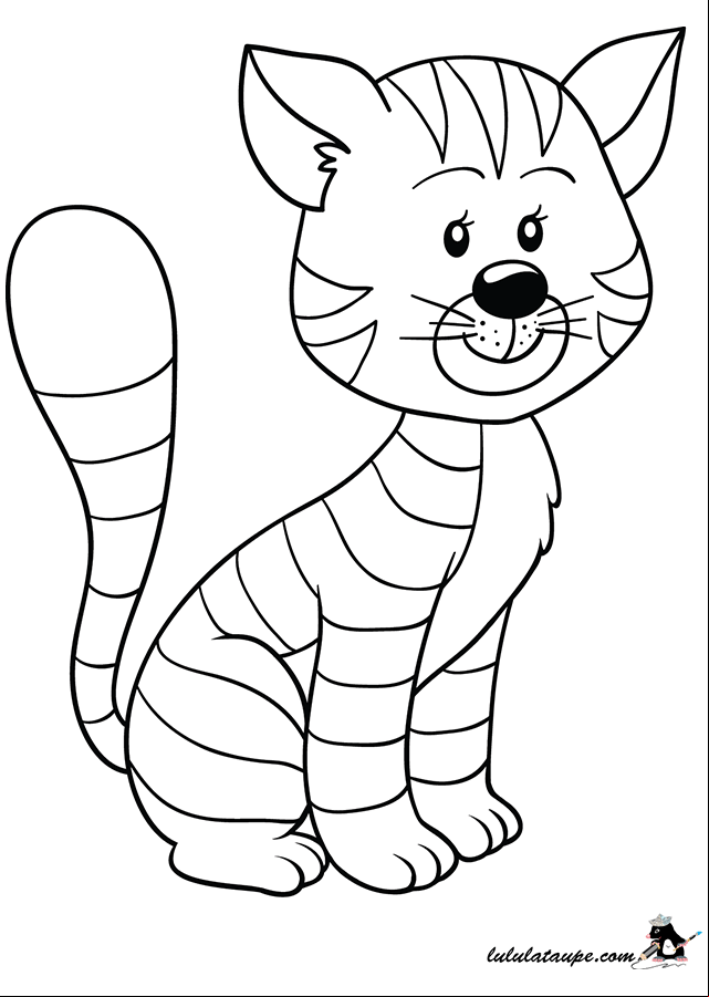 Dessin à colorier, un chat assis