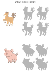 Jeu des ombres, exercice ludique pour enfants des classes de maternelle