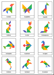 Modèles d'animaux en couleur pour jeu tangram à imprimer gratuitement