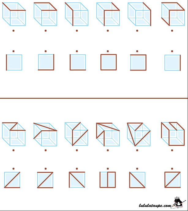 Jeux d'observation à imprimer, les cubes de verre