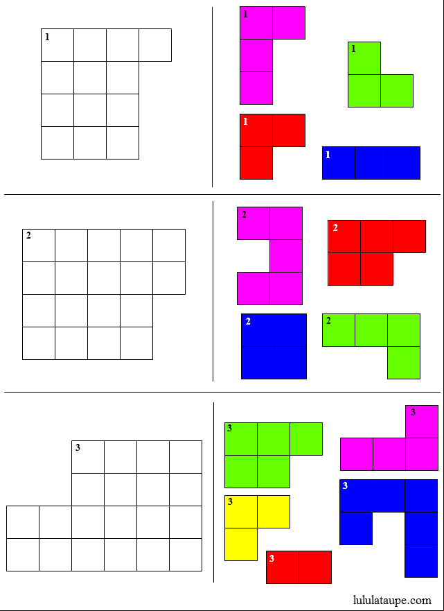 Jeu de puzzle à imprimer, les formes