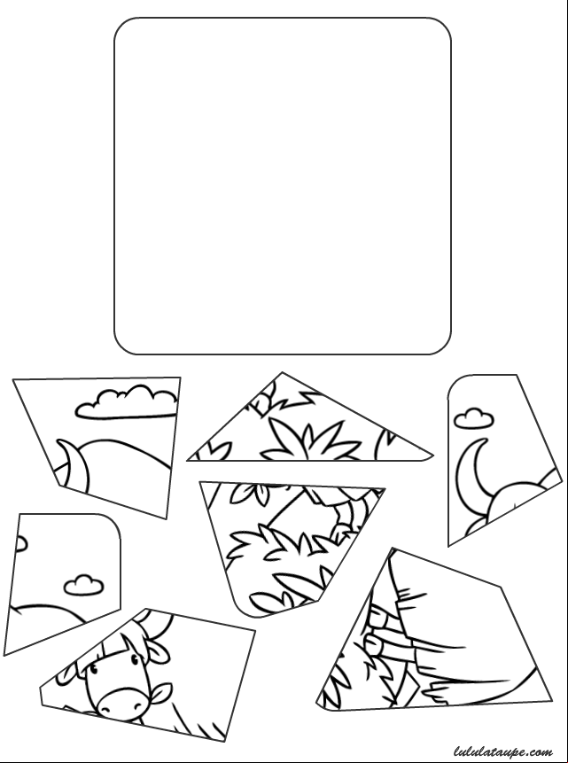 Jeu de puzzle à imprimer, un yak