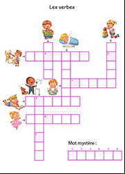 Mots fléchés en images classe , CE1 ; les verbes